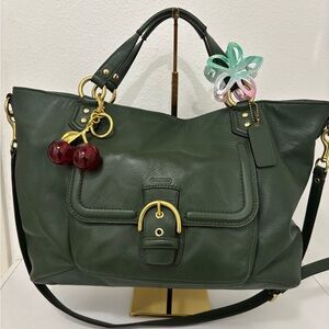 Coach Dark Green Leather Shoulder Bag